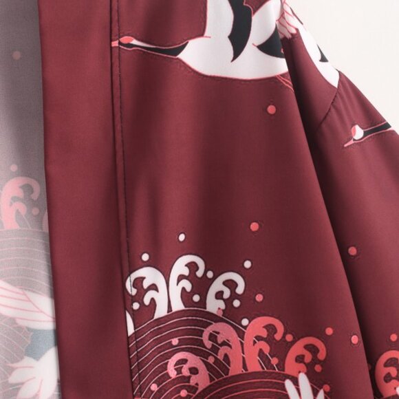 Zaful Men's Kimono Cardigan Open Front, Red Wine - Picture 3 of 5